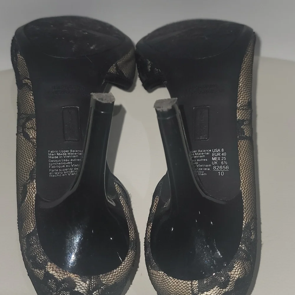 Black Lace High Heels size 8. 3.5" heel - Picture 5 of 8
